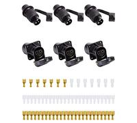 SPARKMOTO 3 Pièces x Prise 3 Broches Remorque Male Femelle 12V 24V Connecteur Prise Attelage 3 Broches pour Véhicules Agricole, Voiture, Tracteur,Camion,prise 3 plots tracteur male femelle etanche