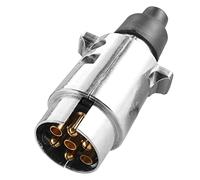 SPARKMOTO fiche remorque 7 Broches en métal,Prise Remorque 7 Broches Male Metal Etanche, 12V Adaptateur Prise 7 Broches pour la Connexion des Remorques et des Caravanes,Fiche Attelage 7 Plots(SK07P3)