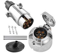 SPARKMOTO Prise attelage métal 7 Broches Femelle et Prise métal remorque 7 Broches Mâle,12V Prise Remorque 7 Broches Métal,Adaptateur Prise pour Remorque 7 Broches avec Joint arrière Prise(SKM0701A)