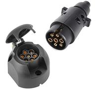 SPARKMOTO Prise attelage Remorque 7 Broches Femelle et Fiche Remorque 7 Broches Male Etanche,12V Prise Remorque 7 Broches Fiche Attelage 7 Pin mâle pour Remorque Voiture, Caravane, Porte-vélo(SK0703)