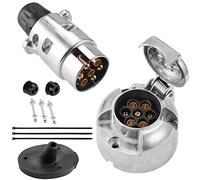 SPARKMOTO Prise de remorque en métal à 7 broches, prise mâle femelle en aluminium avec accessoires d'installation pour caravane et camping-car