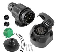 SPARKMOTO Prise et prise de remorque 13 broches 12 V pour voitures, remorques, caravanes, porte-vélos, camions, tracteurs, camionnettes, camping-cars, VTT