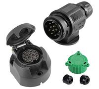 SPARKMOTO Prise Remorque 13 Broches et Fiche Remorque 13 Broches, 12V Prise Attelage 13 Broches Femelle Male pour Remorque,Adaptateur Prise Remorque 13 broches Étanche pour Voiture,Porte-vélos(SK1302)
