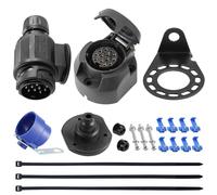 SPARKMOTO Prise Remorque 13 Broches Femelle Et Prise Remorque 13 Broches Male,12V Fiche Prise pour Remorque 13 Broches Étanche,avec Kit Support de Montage et Joint arrière,Norme ISO11446 (SK1302D)