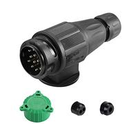 SPARKMOTO Prise Remorque 13 Broches Male Étanche, 12V Prise attelage 13 Broches Connecteur Prise de Remorque Male pour Porte-vélos, Camion,Caravane,Fiche Remorque 13 Broches avec Cache Vert(SK13P)