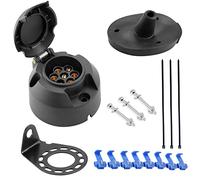 SPARKMOTO Prise Remorque 7 Broches Femelle,12V Prise Attelage 7 Broches Femelle pour Remorque Voiture,Caravane, avec Kit Support de Montage et Joint arrière Prise Étanche,Norme ISO 1724(SK07SK)