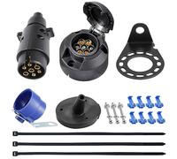 SPARKMOTO Prise Remorque 7 Broches Femelle Et Fiche Remorque 7 Broches Male,12V Fiche Prise pour Remorque 7 Broches Étanche,avec Kit Support de Montage et Joint arrière Étanche,Norme ISO1724(SK0701D)