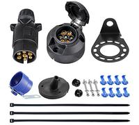SPARKMOTO Prise Remorque 7 Broches Femelle Et Prise Remorque 7 Broches Male,12V Prise Fiche pour Remorque 7 Broches Étanche,Fiche pour Caravane RV,avec Kit Support de Montage et Joint arrière(SK0702D)