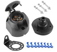 SPARKMOTO Prise Remorque 7 Broches Femelle Etanche,12V Adaptateur Connecteur Prise de remorque 7 Broches pour Remorque Voiture,avec Kit Support de Montage et Joint arrière Prise Étanche(SK07SFK)