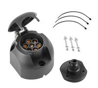 SPARKMOTO Prise Remorque 7 Broches Femelle Etanche,12V Prise Attache 7 plots de Remorque,Voiture,Camion,avec Joint arrière Prise Étanche,Prise attelage 7 Broches de Remorque Femelle côté Plat(SK07SF)