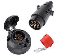 SPARKMOTO prise remorque 7 broches Mâle et prise remorque 7 broches Femelle,12V Prise attelage Remorque 7 broches pour Voiture Porte-vélos, avec Support de prise remorque male,Norme ISO 1724 (SK0701C)