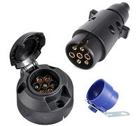 SPARKMOTO prise remorque 7 broches Mâle et prise remorque 7 broches Femelle,12V Prise attelage Remorque 7 broches pour Voiture Porte-vélos, avec Support de prise remorque male,Norme ISO 1724 (SK0701B)