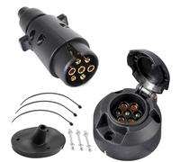 SPARKMOTO Prise remorque 7 Broches Mâle et Prise remorque 7 Broches Femelle,12V Prise attelage Remorque 7 Broches pour Voiture Porte-vélos, avec Joint arrière Prise Étanche,Norme ISO 1724 (SK0701A)