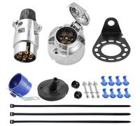 SPARKMOTO Prise Remorque 7 Broches Male Et Prise Remorque 7 Broches Femelle Métal Etanche,12V Fiche Prise de Remorque 7Broches pour Voiture, Porte-vélos,Caravane,avec Accessoires de Montage(SKM0702D)