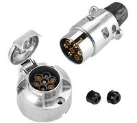 SPARKMOTO Prise Remorque 7 Broches Metal Et Prise Remorque 7 Broches Metal,12V Adaptateur Prise pour Remorque 7 Broches fiche Attelage remorque 7 Broches Aluminium Étanche,Conforme ISO 1724(SKM0702)