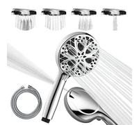 Sparkpod 10-Setting High Pressure Shower Head - Luxury 13 cm High Flow Hand Held Shower Head with High Pressure Jets - Premium ABS and Stainless Steel Hose (Chrome)
