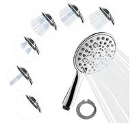 SparkPod 6-Function High Pressure Shower Head - 6" Wide Angle Handheld Shower Head Set with Brass Swivel Ball Bracket and 70 Inch Long Hose - Luxury Design (6 Function, Chrome)