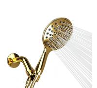 SparkPod Pomme de douche haute pression à 6 réglages de pulvérisation - Ensemble de pommeau de douche à main grand angle de 15,2 cm avec support à bille pivotant en laiton et tuyau de 177,8 cm de long