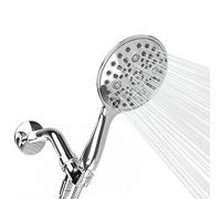 SparkPod Pomme de douche haute pression à 6 réglages de pulvérisation - Ensemble de pommeau de douche à main grand angle de 15,2 cm avec support à bille pivotant en laiton et tuyau de 177,8 cm de long