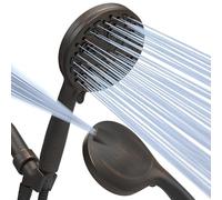 SparkPod Pommeau de douche à main haute pression de luxe 12,7 cm avec jet puissant intégré, 10 modes, tuyau en acier inoxydable de 1,8 m et support, bronze huilé