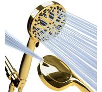 Sparkpod Pommeau de douche haute pression de 10 pièces, haut débit de 12,7 cm, avec jets haute pression, tuyau et support en acier inoxydable de qualité supérieure inclus (doré égyptien)