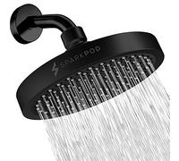 SparkPod Pommeau de douche - Pluie haute pression - Installation sans outils en 1 minute - Le remplacement réglable parfait pour votre pommeau de douche de salle de bain (15 cm rond, noir minuit mat)