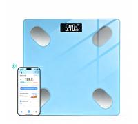Sparoma ADL-26Blue Balance Connectée Bluetooth - Pèse-personne Intelligent avec Suivi sur Application, Multi-utilisateurs, Fonctionne avec 2×AAA Piles (Non Incluses), 180 kg