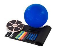 SPARRAW FITNESS Kit de Pilates, équilibre et renforcement PILYO avec Tapis de Yoga, Ballon de Pilates, Poids Chevilles/poignées, Élastiques de résistance (x5), Planche d'équilibre