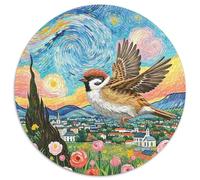 Sparrow 1000 Pièces Puzzles Classiques Jouets Éducatifs Jeu D'Intelligence Animaux Puzzle Circulaire Puzzle Difficile Impossible pour Adultes Et Enfants 1000pcs (67.5x67.5cm)