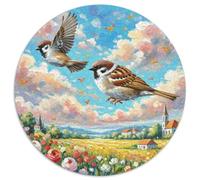Sparrow 1000 Pièces Puzzles Classiques Jouets Éducatifs Jeu D'Intelligence Animaux Puzzle Circulaire Puzzle Familial Pression Réduite pour Enfants Décompression Et Cadeau 1000pcs (67.5x67.5cm)