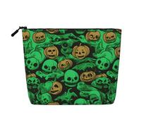 Sparrow Birds Sing Trousse de maquillage pour femme - Organiseur de voyage portable avec fermeture éclair, Green Ghost Horror Halloween Citrouille, Taille unique