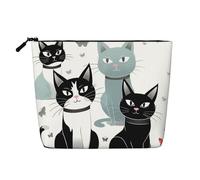 Sparrow Birds Sing Trousse de maquillage pour femme - Organiseur de voyage portable avec fermeture éclair, Chats noirs et blancs., Taille unique