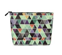 Sparrow Birds Sing Trousse de maquillage pour femme - Organiseur de voyage portable avec fermeture éclair, Triangles géométriques, Taille unique