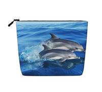 Sparrow Birds Sing Trousse de maquillage pour femme - Organiseur de voyage portable avec fermeture éclair, Famille de dauphins, Taille unique