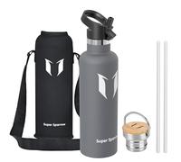 Sparrow Gourde Isotherme 1L - Bouteille - Sport Gourdes INOX avec Paille