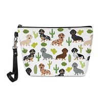 spArt Trousse de toilette légère en cuir avec motif teckel tropical et cactus