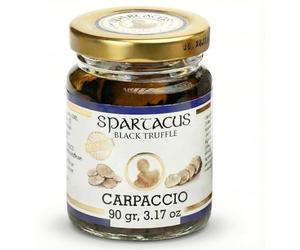 Spartacus Truffle Carpaccio de Truffe Noire 90 g sans arôme ajouté | Pot 90 g de lamelles de truffe d'été, tranche fine à parsemer, végétalien, coffret gourmand