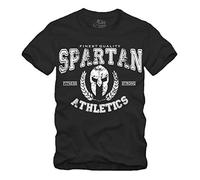 Spartan Athletic - T-shirt S-XXXXL Sparta Grèce Gym 300 Partiates Lionidas Casque Skull Gym Gladiator Athletic Sparta 300 Fitness Sport Europe Mut Leonidas - Noir - Medium
