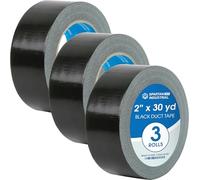 SPARTAN INDUSTRIAL - 2" X 30 yd Black Duct Tape - 3 Rolls Strong Tape for Repairs, Crafts, Labeling, and More - Water-Resistant, No Residue, 9 Mil