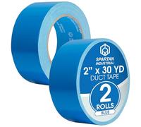 SPARTAN INDUSTRIAL - Ruban adhésif bleu de 5,1 cm x 27,2 m - 2 rouleaux de ruban adhésif coloré pour travaux manuels, réparations et plus encore - Sans résidus, 9 mm