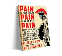 Spartan Motivational Quote Poster - Vintage Ancient Greek Soldier Positive Wall Art for Bedroom(Framed,16x24inch(40x60cm))