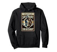 Spartan on Saturday Lion on Sunday Funny Vintage Sweat à Capuche