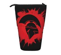 Spartan Warrior Trousse à crayons télescopique en tissu Oxford portable pour garçons filles adolescents étudiants bureau, Noir , Taille unique