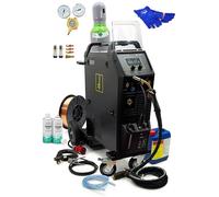 Spartus Promig 335DP Poste à souder complet avec bouteille de gaz et fil - 300 A 400 V double impulsion MIG MAG Inverter - Refroidi à l'eau, Synergie, 4 rouleaux d'entraînement - Grand kit de