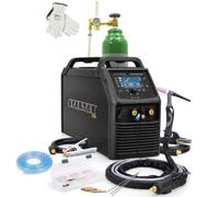 SPARTUS TIG 325P Poste à souder AC/DC Puls 320 A 400 V avec gaz de protection 8 l Argon & Rotamètre Prêt à souder Kit complet pour aluminium et acier inoxydable Inverter à gaz de protection