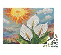 Spathiphyllum Papier épais Lys Callas Blancs avec Soleil sur l’Eau Lot de Puzzles Jeu Familial décoratif 38x26cm/1000 pièces