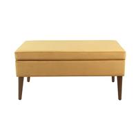 Spatial Order Décoration d'intérieur | K8086-B273 | Collection Kaufmann - Banc ottoman de rangement moderne | Grand banc ottoman avec rangement pour salon et chambre à coucher, velours jaune citron
