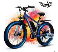 SPATIAL Vélo Électrique 26""*4 pneus tout terrain - Moteur 1000W-Batterie 48V/13Ah - Autonomie 110km- Shimano 7 vitesses- Bleu
