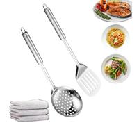 Spatule 100% Titane Pur, Ensemble d'ustensiles de cuisine amélioré, Essentiels de cuisine et accessoires de cuisson, Spatule, Écumoire et Retourneur, Ensemble de couverts en titane (2PCS-B)