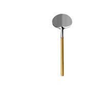 Spatule à arc domestique en acier inoxydable de qualité alimentaire avec manche en bois brut, argent, 29,5 cm de long, ustensile de cuisine antidérapant